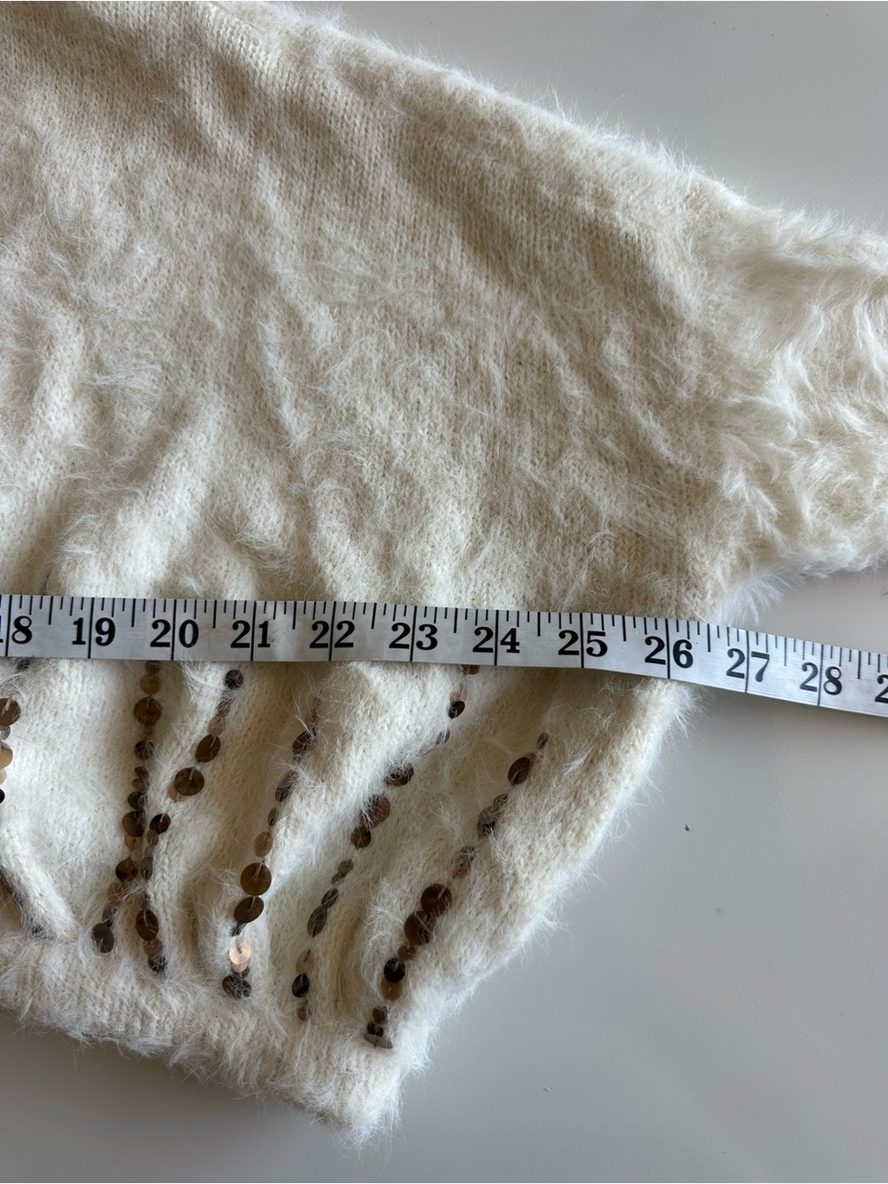 Free People White Fuzzy‎ Cropped Jacket with Sequin Embellishment women size m - Picture 8 of 14